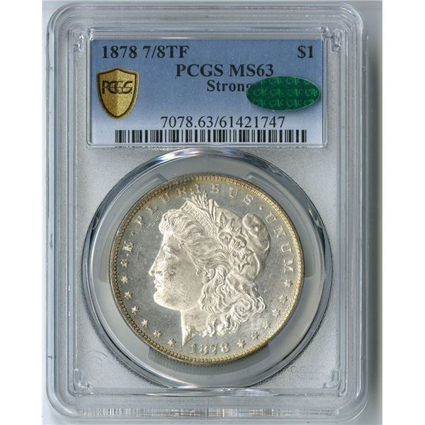 U.S., Morgan Silver Dollar, 1878 7/8TF Strong, $1, PCGS MS 63 Uncirculated
