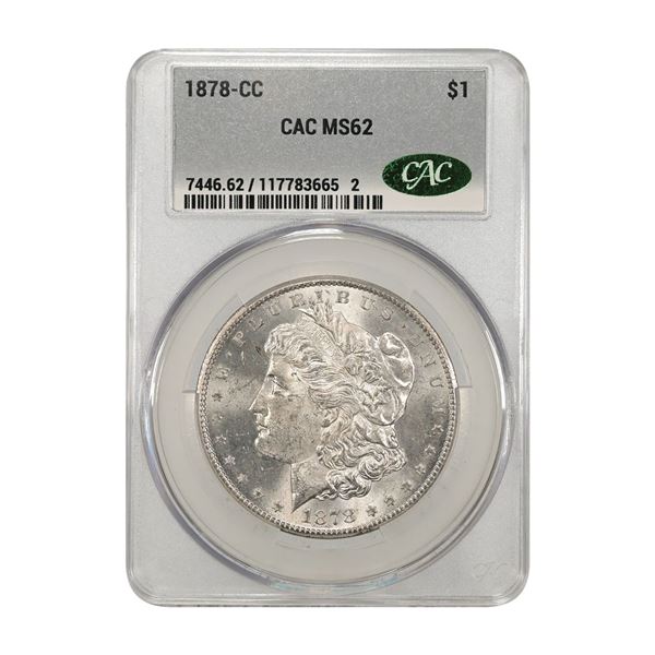 U.S., Morgan Silver Dollar, 1878-CC, $1, CAC MS 62 Uncirculated