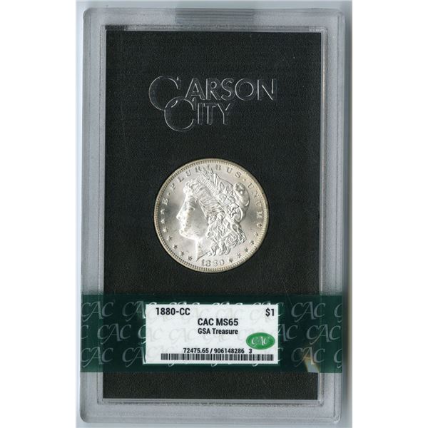 U.S., Morgan Silver Dollar, 1880-CC, $1, Hard Pack, CAC graded MS 65 Uncirculated "GSA Treasure".