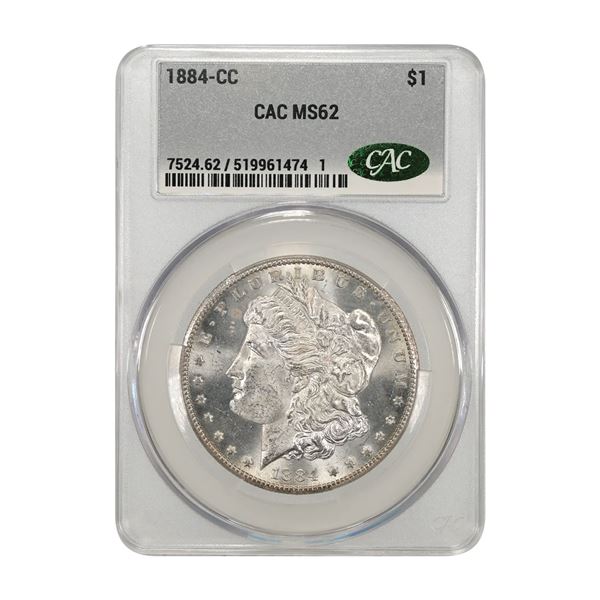 U.S., Morgan Silver Dollar, 1884-CC, $1, CAC MS 62 Uncirculated