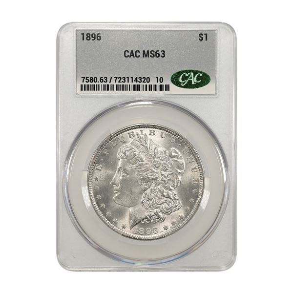 U.S., Morgan Silver Dollar, 1896, $1, CAC MS 63 Uncirculated