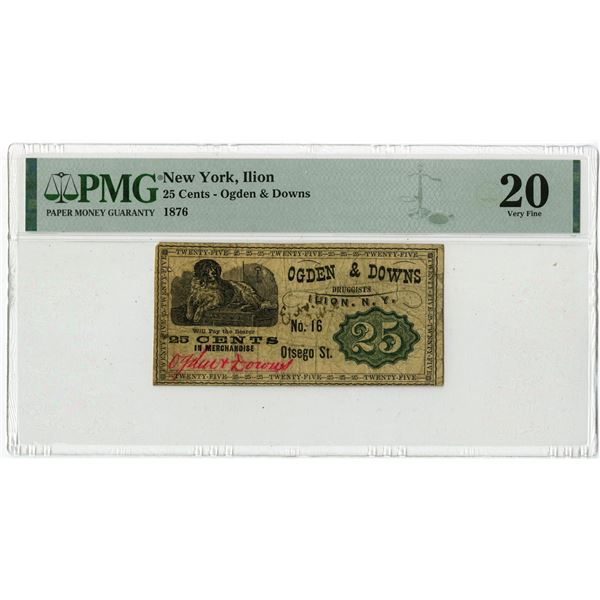 NY. Ogden & Downs, Druggist, 1876, Scrip Note.