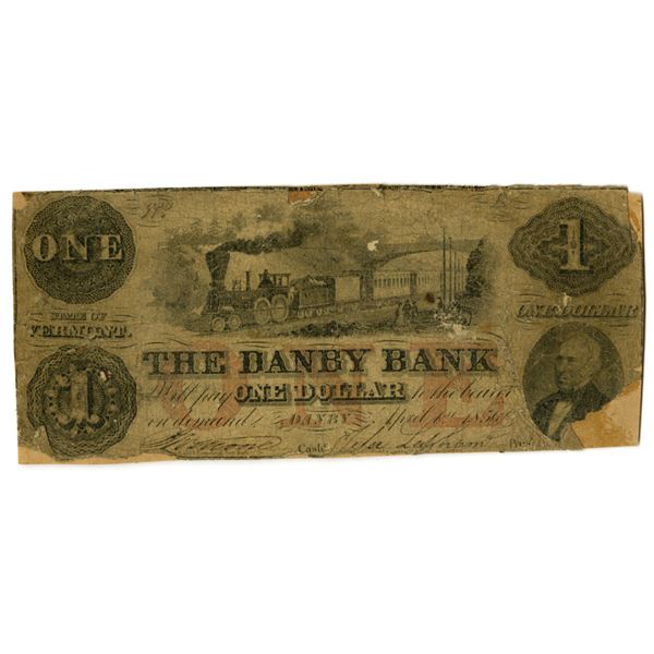 VT. Danby Bank, April 1, 1856, Issued Banknote.