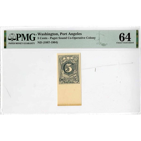 Washington Territory. Puget Sound Co-Operative Colony, ND (1887-1904), Obsolete Scrip Note.