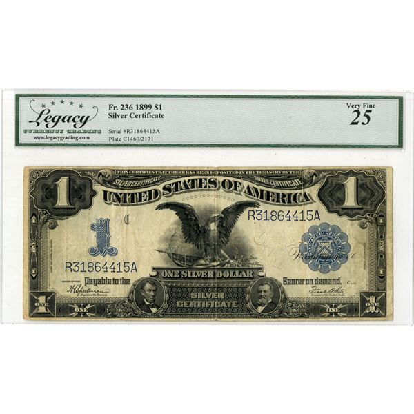 U.S. Silver Certificate. 1899 $1, Fr.# 236, Issued Banknote, Legacy Very Fine 25