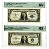 Image 1 : U.S. Silver Certificate, Series of 1957, Fr#1619* (*C Block) Star Note Sequential Pair, Both PMG Gem