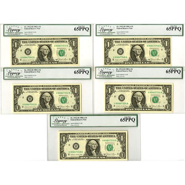 U.S., F.R.N., $1, Series of 1981A, Fr.# 1912H, Issued Banknote Group.