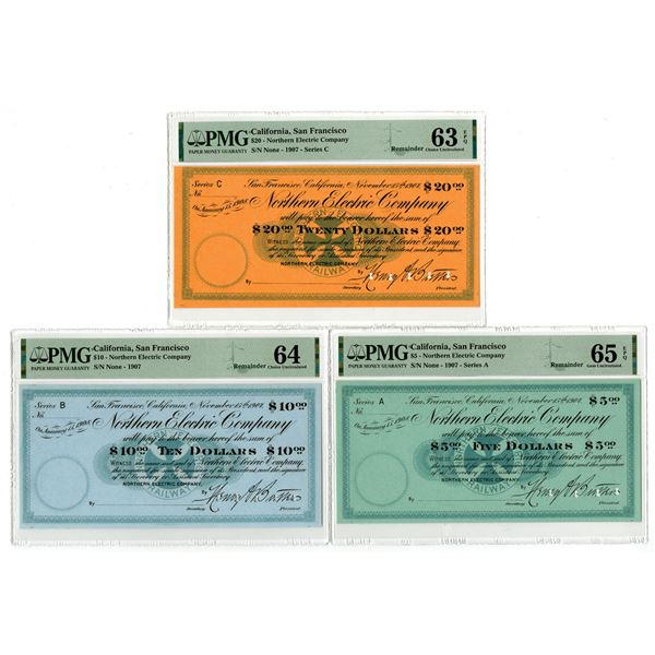 CA. Northern Electric Company (Railway)., 1907, Specimen 1907 Panic Currency- Depression Scrip Notes