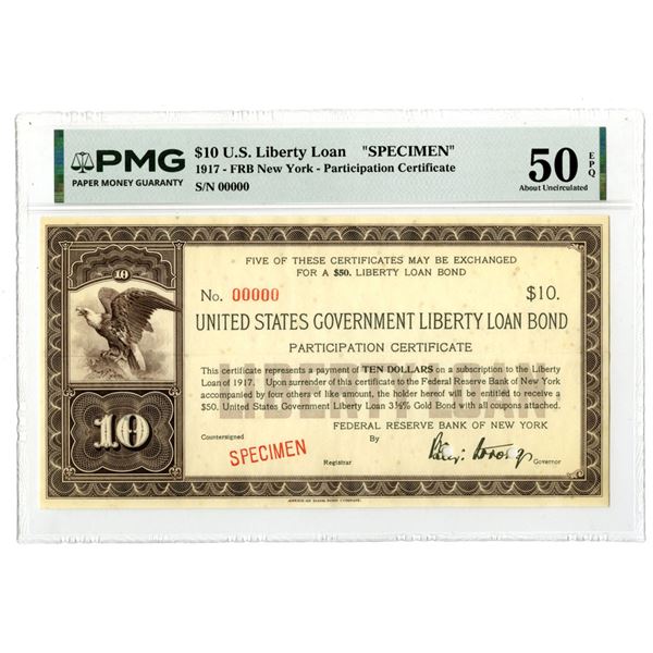 U.S. Government Liberty Loan Bond Specimen Participation Certificate, 1917.