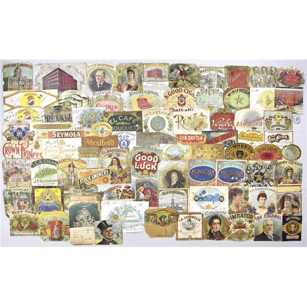 Antique Cigar Label Collection of Specimen, Remainder and Labels removed from a Sample-Reference Boo