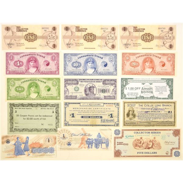 Novelty and Exonumia Currency, 1972 to 1996, ANA and Consumers' Friend Issues