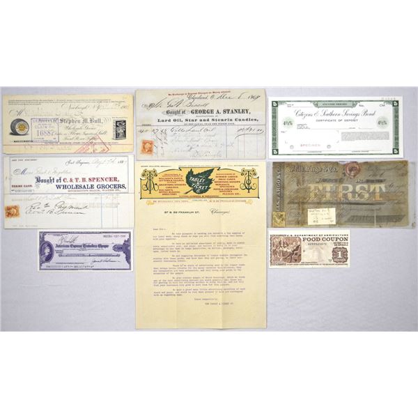 Business Fiscal Documents, Checks, Letterheads & More, 1860 to 1980s.