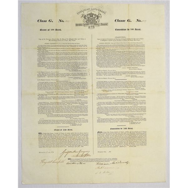 Honduras. Poyaisian Land Grant, 1834 Class G Land Grant for 100 Acres, I/U Signed by Sir Gregor MacG