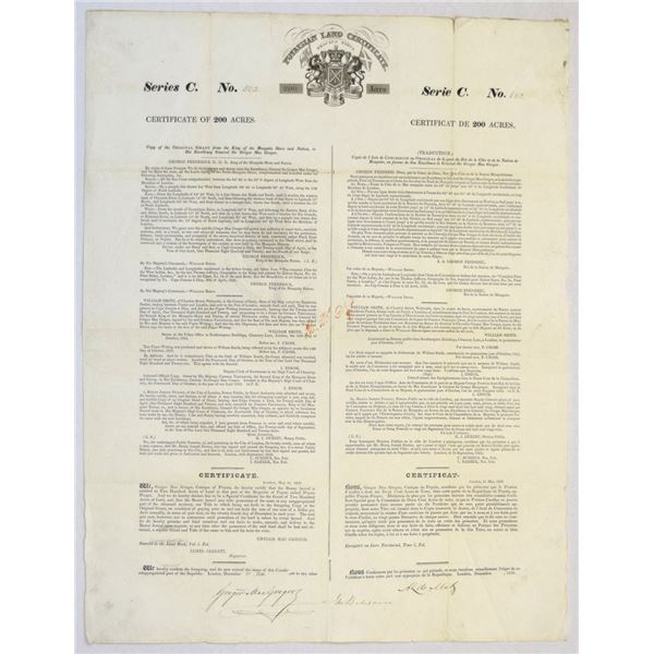 Honduras. Poyaisian Land Grant, 1830 Class C Land Grant for 200 Acres, I/U Signed by Sir Gregor MacG