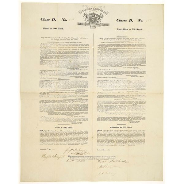 Honduras. Poyaisian Land Grant, 1834, Class D Grant for 300 Acres, I/U Signed by Sir Gregor MacGrego