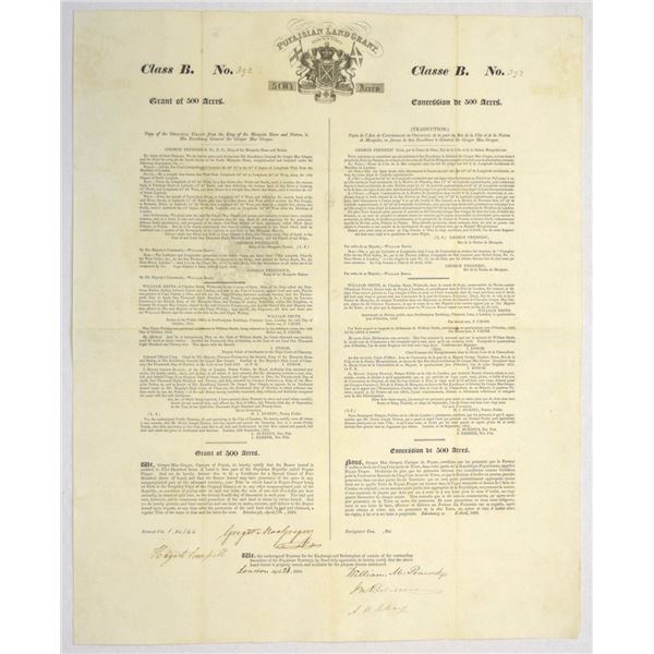 Honduras. Poyaisian Land Grant, 1834 Class B Land Grant for 500 Acres, I/U Signed by Sir Gregor MacG