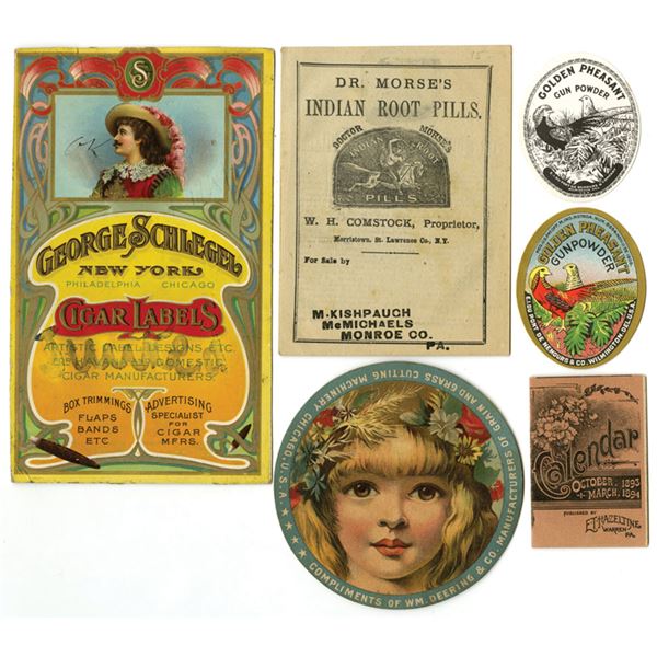 Victorian Advertising Ephemera Collection, Cigar Labels, Patent Medicine, and Trade Cards