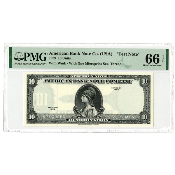 NY. American Bank Note Co., Series of 1929 (ca.1967-1981), Test Note.