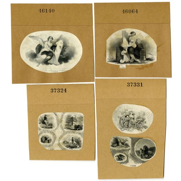 ABN Predecessor Company Proof Vignette Quartet used on Obsolete Banknotes & Fiscal Documents, ca.183