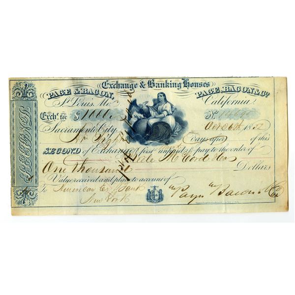 CA. Exchange & Banking Houses: Page & Bacon and Page, Bacon & Co., 1852, I/C Gold Rush Era Exchange 