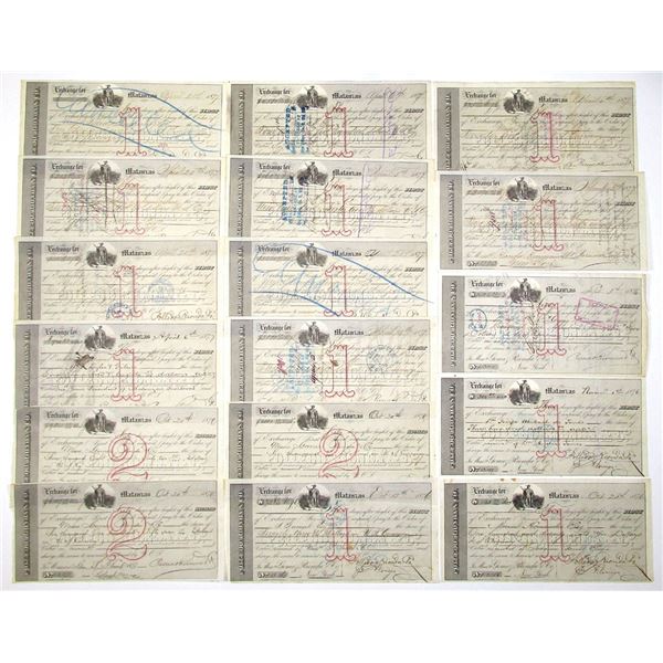 Cuba. Polledo, Rionda & Co., 1876 to 1877, Assortment of Issued Bill of Exchange Drafts