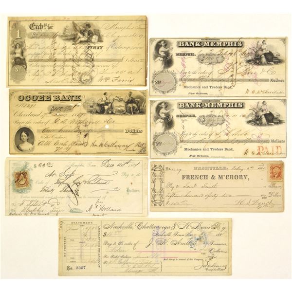 TN. Tennessee Assortment of I/C First of Exchanges and Checks, 1857 to 1888.