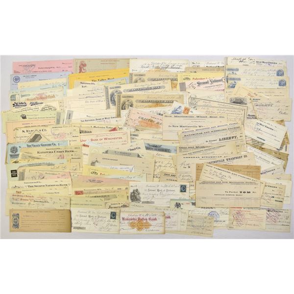 West Virginia. Banking, Commercial & Transportation Checks, 1870s to 1920s.