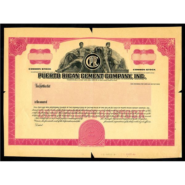 Puerto Rico. Puerto Rican Cement Co., Inc., ND (ca.1960's) Proof Stock Certificate.