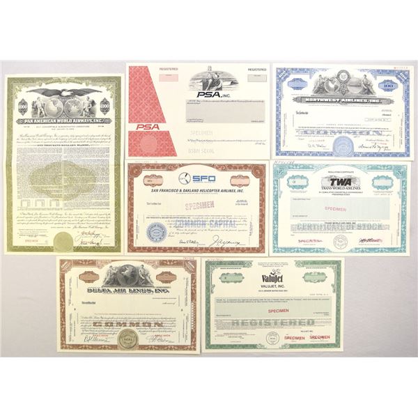 Aviation Specimen Stock and Bond Collection, 1960s to 1990s