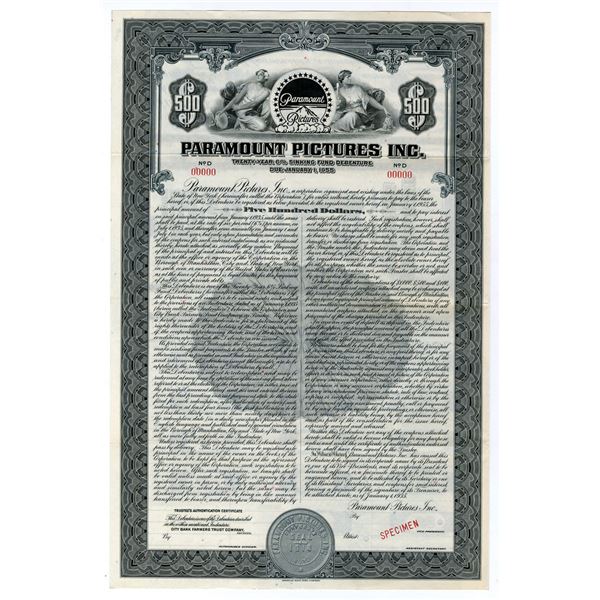 New York. Paramount Pictures, Inc., 1935, Specimen Coupon Bond.