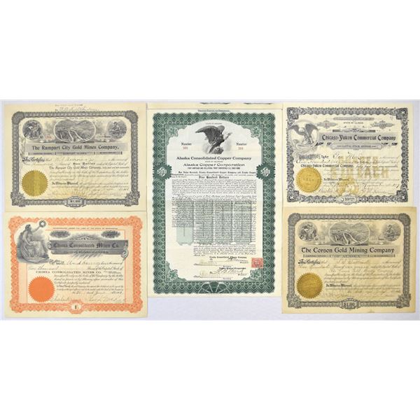 AK. Alaska Mining I/U Stock and Bond Collection, ca.1897 to 1917.