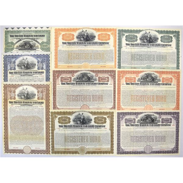 CT. Tri-City Railway & Light Co., 1906 to 1910, Specimen Bond Assortment