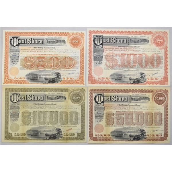 MI. West Shore Railroad Co., ND (1890- 1900s), Specimen Bond Quartet.