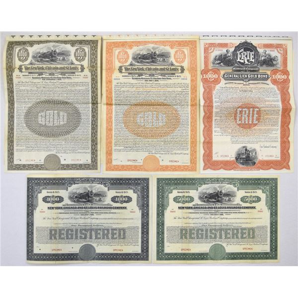 NY. Erie Railroad Co. & New York, Chicago and St. Louis Railroad Co., 1895 to 1928, Specimen Gold Bo