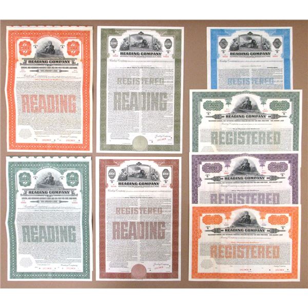 PA. Reading Co., 1924 to 1945, Specimen Coupon & Registered Bond Collection