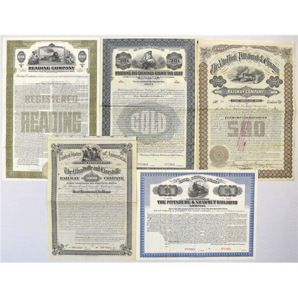 PA. NY., Pennsylvania Related Issued and Specimen Coupon and Registered Bond Collection, 1881 to 194