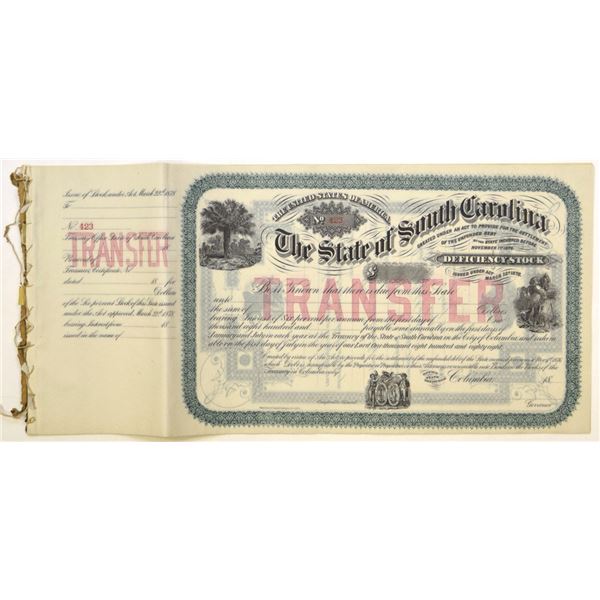 SC. State of South Carolina, ND (1880s), Remainder Stock Certificates.