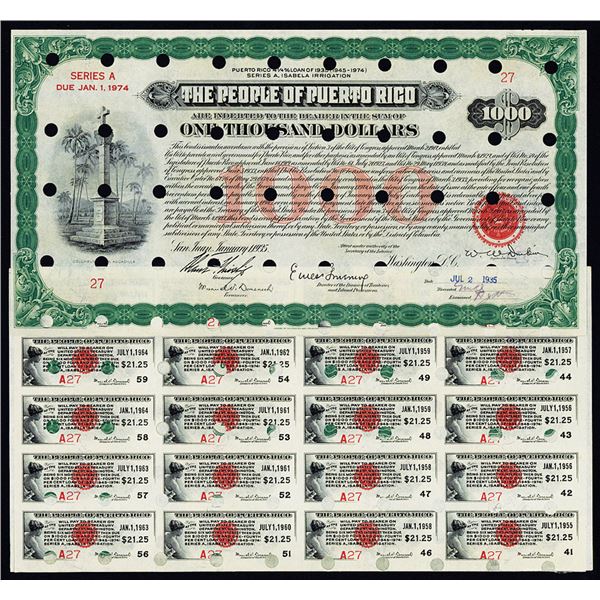 Puerto Rico. People of Puerto Rico, Loan of 1935 (1945-74) Series A, Isabella Irrigation I/C Territo
