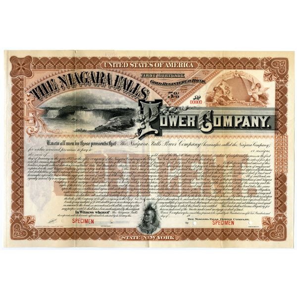 NY. Niagara Falls Power Co., ND (1910 to 1920s), Specimen Registered Bond.