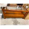Image 1 : 46X28IN WOODEN GLASSTOP COFFEE TABLE