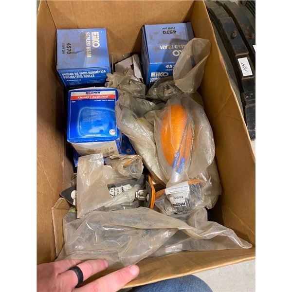 BOX OF ASSORTED TRAILER AND HEAD LIGHTS