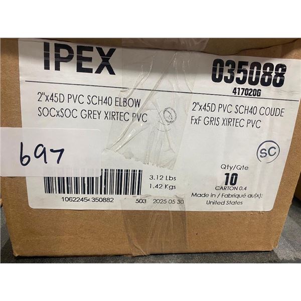 10 OF 2IN OF 45 DEGREE PVC ELBOWS