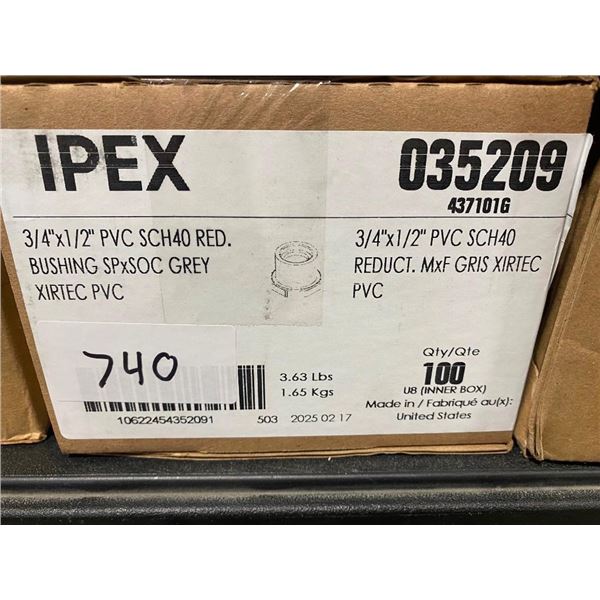 100 OF 3/4INX1/2IN PVC BUSHING