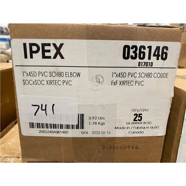 25 OF 1IN OF 45 DEGREE PVC ELBOWS