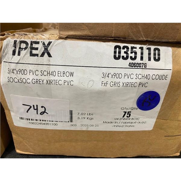 75 OF 3/4IN OF 90 DEGREE PVC ELBOWS