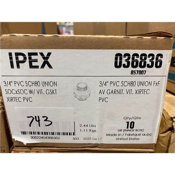 10 OF 3/4IN PVC UNION THREADED ADAPTERS