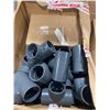 Image 1 : BOX OF ASSORTED PVC TEES AND 30 OF 1.25IN PVC PIPE CLAMPS
