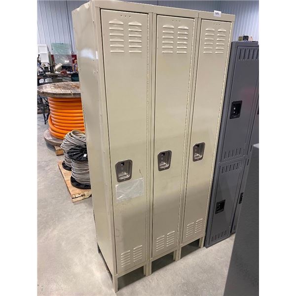 36IN 3 DOOR LOCKER - HAS FEW DENTS BUT NOT AFFECTING ANYTHING