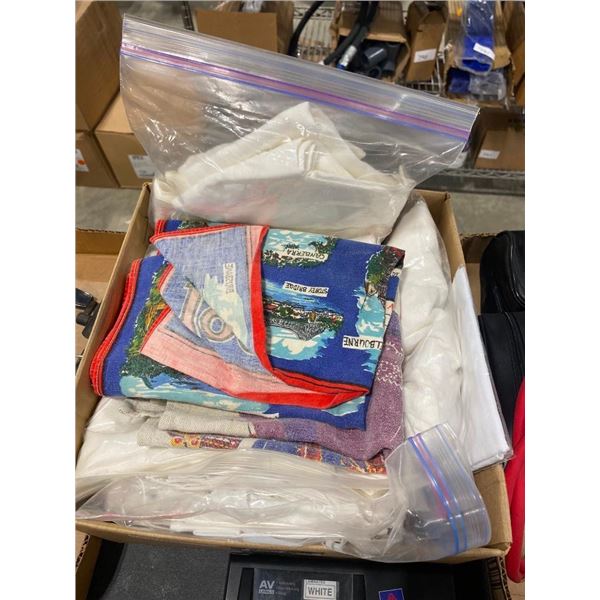 BOX LOT OF SEWING MATERIAL, ETC.