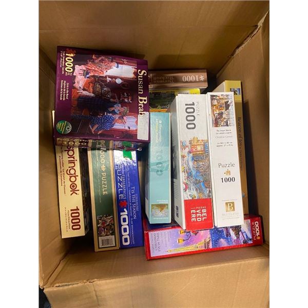 BOX LOT OF ASSORTED PUZZLES